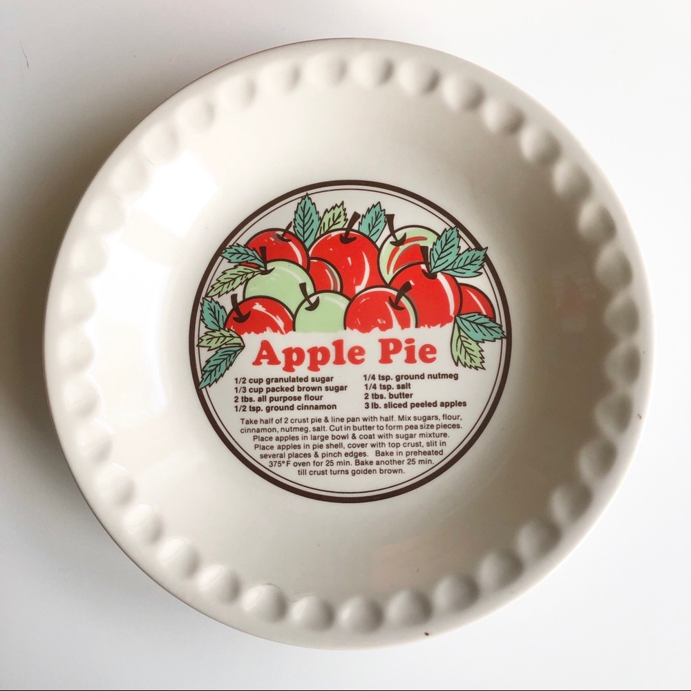 Vintage Recipe Apple Pie Plate Retro Dish